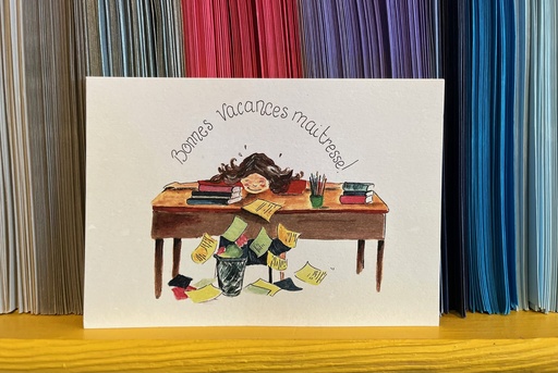 [4494] CARTE POSTALE - MERCI MAITRESSE À SON BUREAU