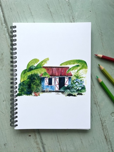 [4814] CARNET DE NOTES LA CASE CRÉOLE TOIT ROUGE