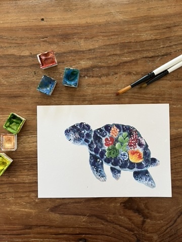[3213] CARTE POSTALE LA TORTUE ET LES FLEURS