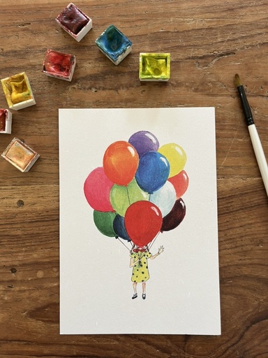 [4555] CARTE POSTALE - FILLETTE AUX  BALLONS
