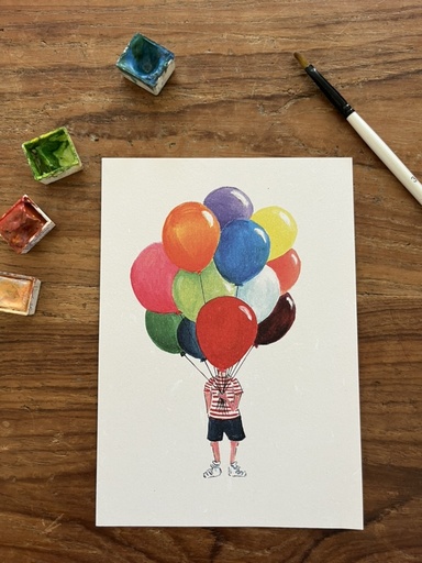 [4548] CARTE POSTALE - GARÇON AUX BALLONS