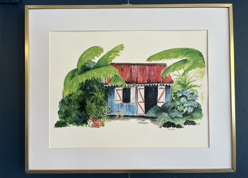 [5972] AFFICHE LA CASE CREOLE TOIT ROUGE
