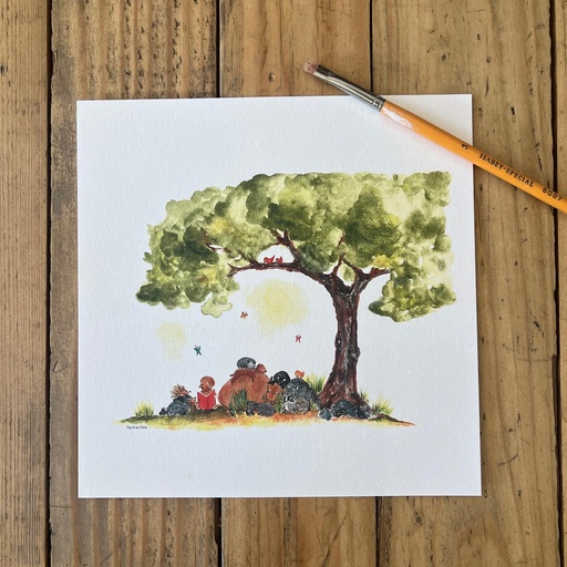 [5675] PETITE AFFICHE LECTURE SOUS LE TAMARIN