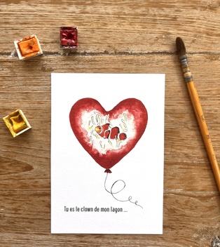 CARTE POSTALE TOI MON AMOUR - CLOWN DE MON LAGON