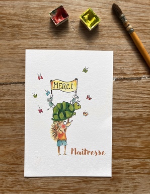 CARTE POSTALE - MERCI MAITRESSE ET LES ANIMAUX